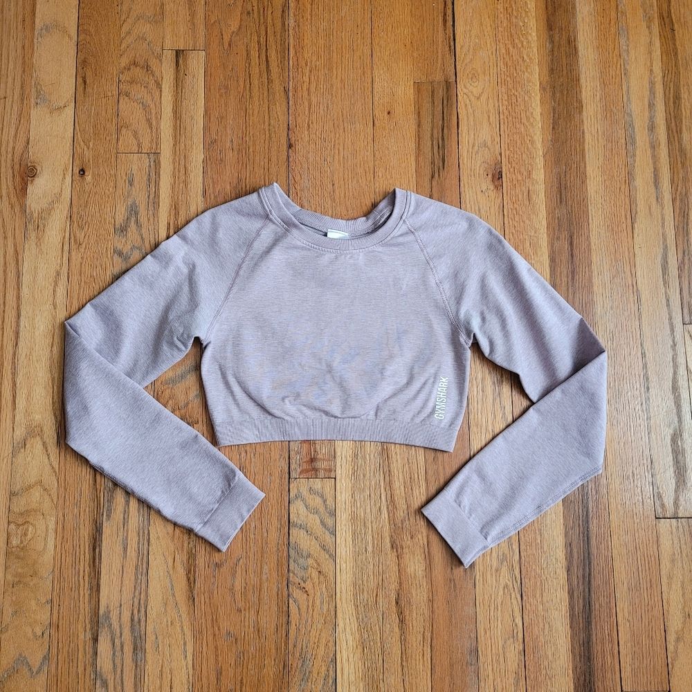 Gymshark Women's Long Sleeve Crop Top - Light Purple Size Medium EUC - Picture 2 of 14